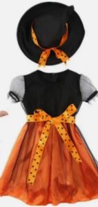 Kids Costumes to Hire - orange & black dress - GIRL